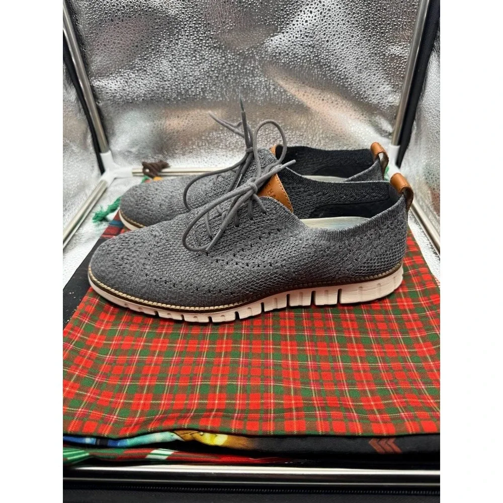 Cole Haan Zerogrand Stitchlite Wingtip Shoes Mens 9.5 Gray Knit Oxford Grand OS